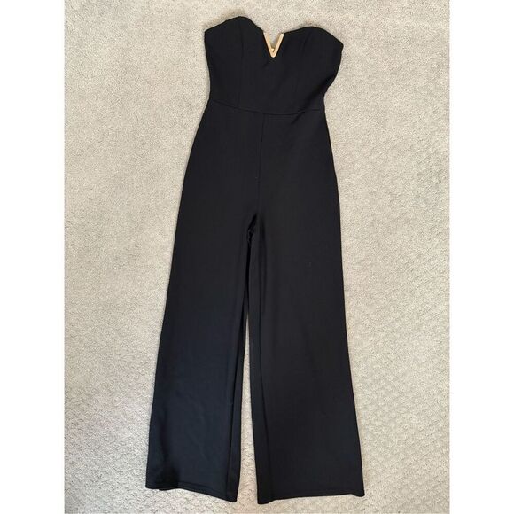Guess Black Dressy Strapless Jumpsuit Gold V XS - Picture 1 of 5